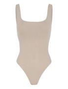 Square Neck Bodysuit, Thong Beige Girlfriend Collective