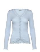 Silk Cardigan W/ Lace Blue Rosemunde