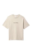 Ss Rlxd Standard Logo Crewnk Tee Beige Calvin Klein