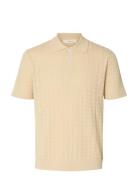 Slhmattis Ss Knit New Cable Polo Cream Selected