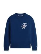 Chunky Cotton Crew Neck Navy Tommy Hilfiger
