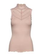 Silk Top W/ Lace Pink Rosemunde