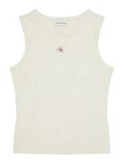 A - Woven Label 2X2 Cotton Rib T Cream Calvin Klein Jeans