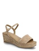 Suede Wrapped Mid Wedge Beige Tommy Hilfiger