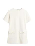 Gold Button Shift Mini Dress Cream Tommy Hilfiger