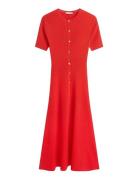 Rayon Rib F&F Midi Dress Red Tommy Hilfiger
