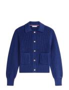 Gold Btn Utility Ls Polo Cardi Blue Tommy Hilfiger