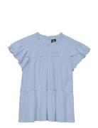 Vmisolde Sl O-Neck Frill Top Wvn Exp Sb2 Blue Vero Moda
