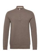 Structure Zip Neck Knit Brown Lindbergh