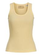 Jxfrida Sl U-Neck Top Jrs Noos Yellow JJXX