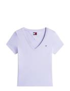 Tjw Slim V-Neck Tee Purple Tommy Jeans