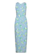 Jacquard Midi Slit Dress Blue ROTATE