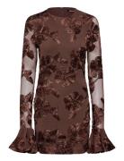 Flower Mesh Mini Dress Brown ROTATE