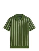 Knitted Vertical Stripe Ss Polo Green Tommy Hilfiger