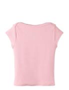 Nlfenvo Ss Short Boatneck S Top Pink LMTD