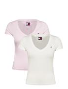 Tjw 2Pack V-Neck Tee Pink Tommy Jeans