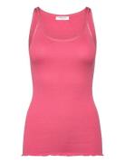 Silk Top W/ Elastic Band Pink Rosemunde