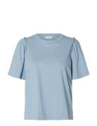 Slwpenelope 2/4 Ruffle Tee Noos Blue Selected