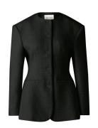 Carol Fitted Round Neck Blazer Black Malina