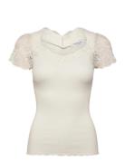 Rwbeatha Silk Capsleeve T-Shirt Cream Rosemunde