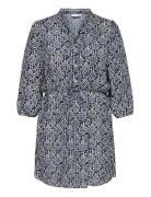 Carastina 3/4 V-Neck Abk Dress Wvn Zl Navy ONLY Carmakoma