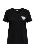 Carbea Ss V-Neck Tee Jrs Black ONLY Carmakoma