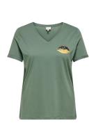 Carbea Ss V-Neck Tee Jrs Khaki ONLY Carmakoma