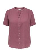 Carthyra S/S Button Top Wvn Pink ONLY Carmakoma