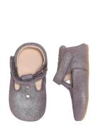 Mary Jane Leather Slippers Purple Melton