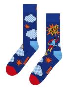 Flying Super Dad Sock Blue Happy Socks