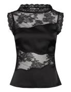 Desire Lace Trimmed Cut Out Top Black Malina