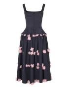 Double Sided Crepe, Corset Long Dress Navy STINE GOYA