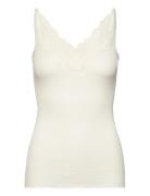 Rwbeatha Silk Sl Lace Top Cream Rosemunde