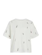 Vimonie Floral Emb S/S O-Neck/R Cream Vila