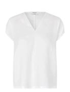 Rwesther Linen Capsleeve Top White Rosemunde