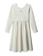 Mix Media Fit Flare L/S Dress Cream Calvin Klein