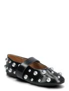 Bialuna Allover Studded Ballet Flat Faux Leather Black Bianco
