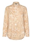 Relaxed Fit Floral Linen Shirt Beige Lauren Ralph Lauren