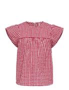 Kmgfina Cerise Ss Top Aop Wvn Red Kids Only