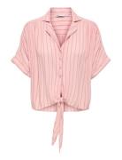 Onlpaula Life S/S Tie Shirt Wvn Noos Pink ONLY
