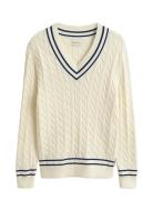 Cotton Cable V-Neck Cream GANT