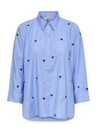Onlnew Lina Grace Str Emb Shirt Noos Wvn Blue ONLY
