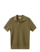 100% Cotton Knitted Polo Structure Khaki Mango