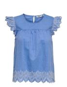 Cartulum Emb S/S Top Wvn Blue ONLY Carmakoma