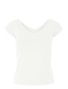 Pcmaliva Ss Off Shoulder V-Neck Top Noos Cream Pieces