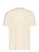 Ss Waffle Woven Label Crewnk Tee Cream Calvin Klein Jeans