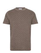 Checkered Towel O-Neck Tee S/S Brown Lindbergh