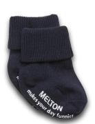 Cotton Socks - Anti-Slip Navy Melton