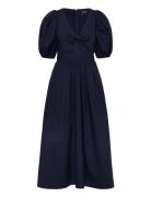 Puff Sleeve Midi Dress Navy ROTATE