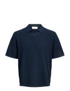 Jortyler Knit Ss Split Neck Polo Sn Navy Jack & J S